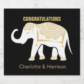 ラッキー白タイ象パーソナライズされた スパークリングワインラベル (シングルラベル)