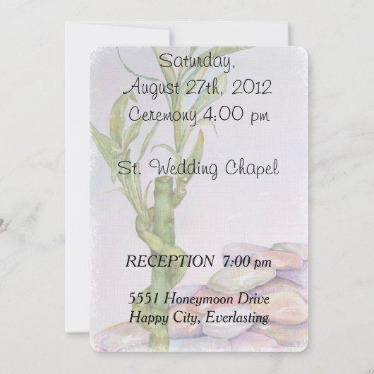 ラッキー竹カスタマイズ可能結婚式招待状 招待状 (裏面)