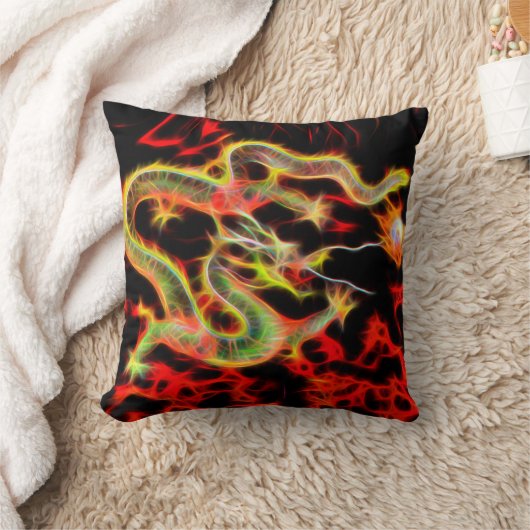 ラッキー素晴らしエネルギーでドラゴンファイヤー クッション (ブランケット)