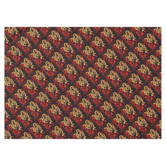 ラッキー素晴らしエネルギーでドラゴンファイヤー テーブルクロス (正面(横))