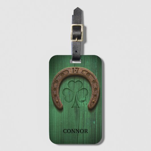 ラッキー素朴ホースアイリッシュラッパーソナライズされたジ ラゲッジタグ (正面縦)