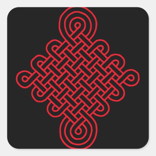 ラッキー赤中国の結び スクエアシール (正面)