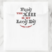 ラッキー金曜第13回白丸ステッカー ラウンドシール (バッグ)