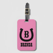 ラッキー馬蹄馬術ロゴカスタムモノグラム ラゲッジタグ (正面縦)