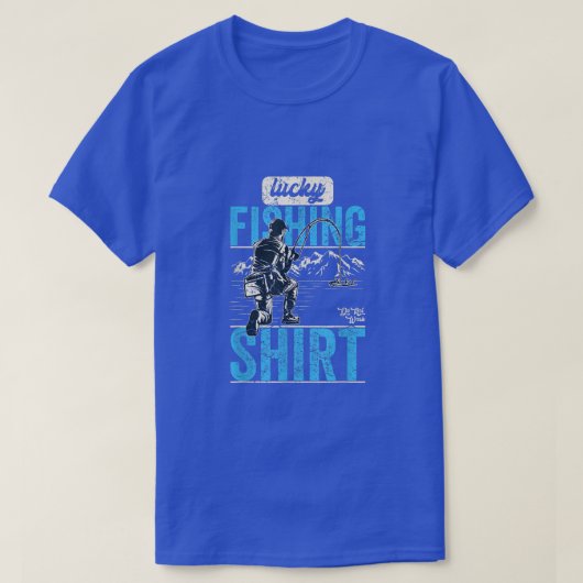 ラッキー魚釣りを洗わない、ヴィンテージおもしろい魚釣り Tシャツ (デザイン正面)