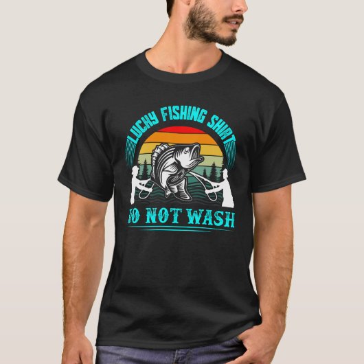 ラッキー魚釣りシャツアングラーのデザインを洗わない Tシャツ (正面)