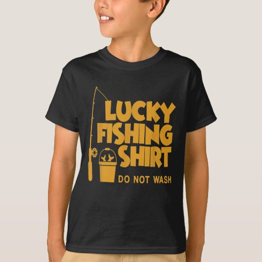 ラッキー魚釣りシャツウォッシュ Tシャツ (正面)