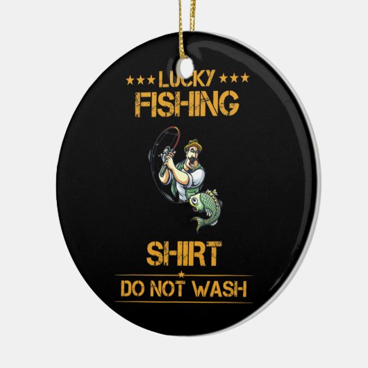 ラッキー魚釣りドウウォッシュおもしろい文字 セラミックオーナメント (左)