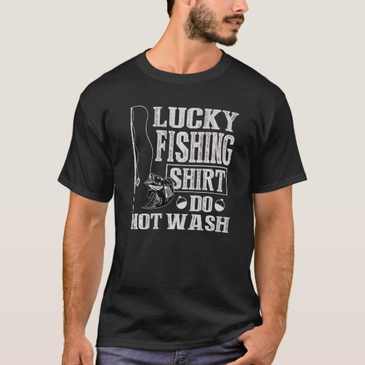 ラッキー魚釣りーを洗わない Tシャツ (正面)