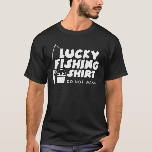 ラッキー魚釣りーを洗わない Tシャツ (正面)