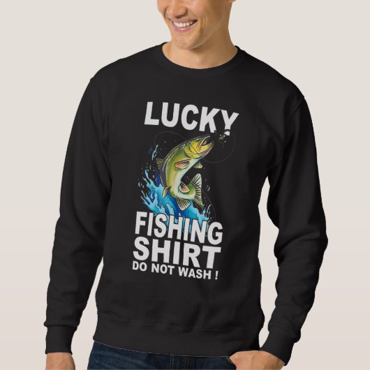 ラッキー魚釣り おもしろい スウェットシャツ (正面)