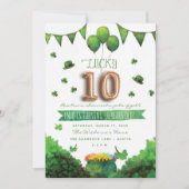 ラッキー10パトリックの日誕生日パーティー招待状 招待状 (正面)