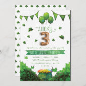 ラッキー3パトリックズデイバースデーパーティ招待状 招待状 (正面/裏面)