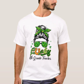 ラッキー4年生先生パッツクデイバンヘアプライ Tシャツ