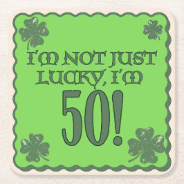 ラッキー50th誕生日コースター スクエアペーパーコースター