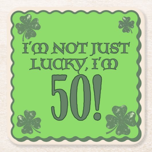 ラッキー50th誕生日コースター スクエアペーパーコースター (正面)