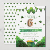ラッキー6パトリックの日誕生日パーティー招待状 招待状 (正面/裏面)
