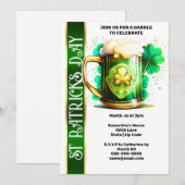 ラッキー・アイリッシュ・ビールのシャムロック・クローバー聖パトリックの日 招待状 (正面/裏面)