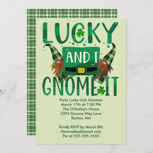 ラッキー&アイ格言イットSt patricks dayパーティー招待状 シーズンカード (正面/裏面)