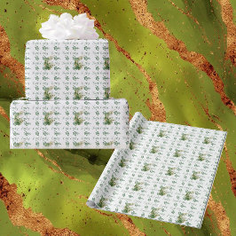 ラッキー・イン・ラブ エメラルドグリーン シャムロック ウォーターカラー ラッピングペーパー