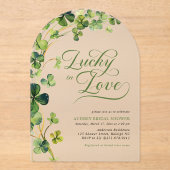ラッキー・イン・ラブ グリーン シャムロック ブライダルシャワー アクリル招待状 (正面)