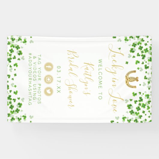 ラッキー・イン・ラブ セントパトリックデーのブライダルシャワー 横断幕 (横)