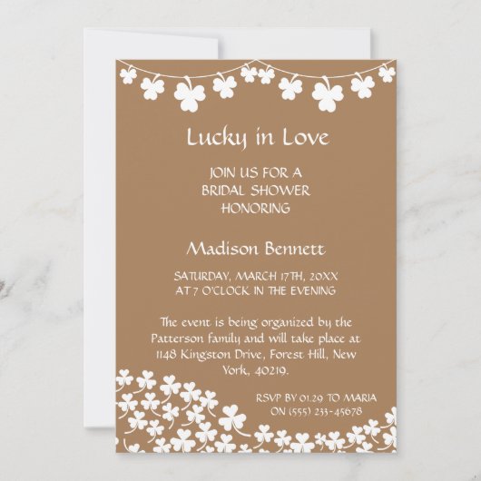 ラッキー・イン・ラブ セントパトリックデーのベイビーシャワー カード (正面)