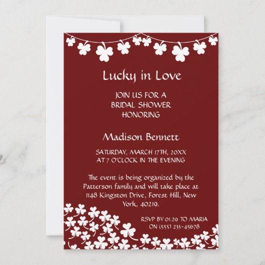 ラッキー・イン・ラブ セントパトリックデー ベイビーシャワー カード (正面)