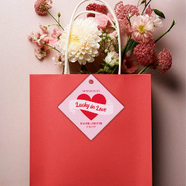 ラッキー・イン・ラブ ハート チック ピンク & レッド バチェロレッテ フェイバータグ