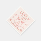 ラッキー・イン・ラブ ピンクカクテル バチェロレッテパーティー スタンダードカクテルナプキン (角)