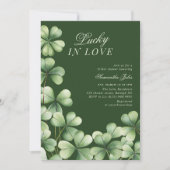 ラッキー・イン・ラブ ブライダルシャワー グリーン シャムロック 招待状 (正面)