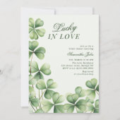 ラッキー・イン・ラブ ブライダルシャワー グリーン シャムロック 招待状 (正面)