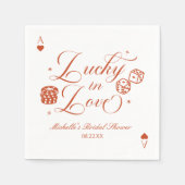 ラッキー・イン・ラブ プレイイングカード カジノ ブライダルシャワー スタンダードカクテルナプキン (正面)
