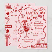 ラッキー・イン・ラブ・ベガス・バチェロレッテ・ウィークエンド・ドゥードルズ 招待状 (正面/裏面)