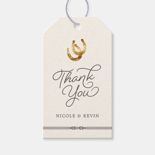 ラッキー・イン・ラブ |ホース素朴シューズ結婚式の引き出物 ギフトタグ (正面)