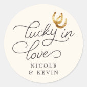 ラッキー・イン・ラブ |ホース素朴シューズ結婚式の引き出物 ラウンドシール (正面)