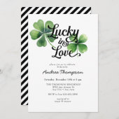 ラッキー・イン・ラブ |水彩ブライダルシャワー 招待状 (正面/裏面)