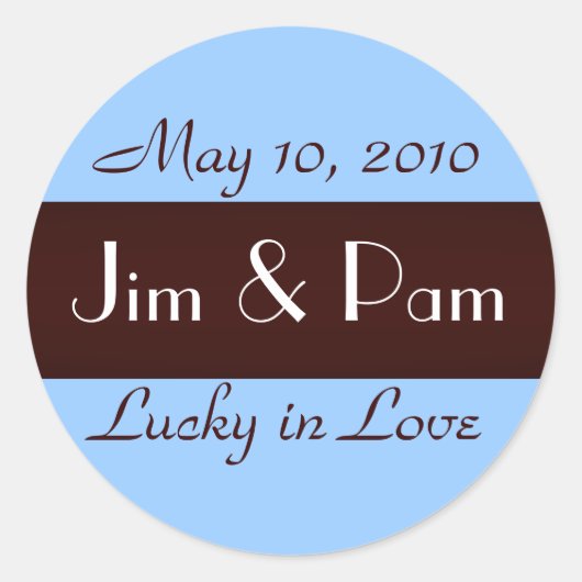「ラッキー・イン・ラブ」結婚ステッカー ラウンドシール (正面)