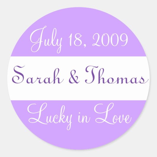 「ラッキー・イン・ラブ」結婚ステッカー ラウンドシール (正面)