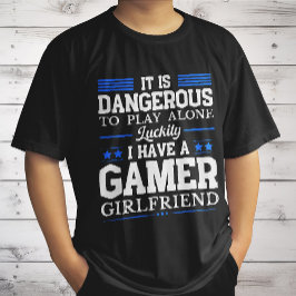 ラッキー!ゲーマーの彼女がいる面白いカップル Tシャツ
