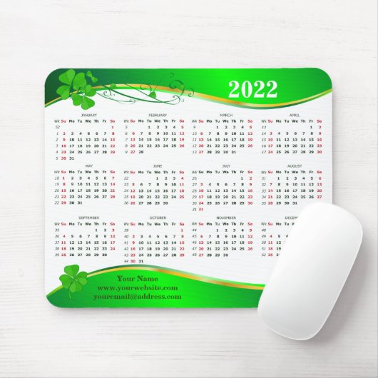 ラッキー・シャムロック2022。名前を追加します。 電子メール、くもの巣 マウスパッド (マウス)