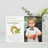 ラッキー シャムロック セントパトリックデー 子供 フォト 誕生日 サンキューカード (スタンド正面)