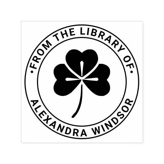 ラッキー シャムロック #4 ライブラリー ブック 名前 セルフインキングスタンプ (デザイン)