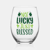 ラッキー・ジャスト賛美・パトリックの日 ステムなしワイングラス (裏面)