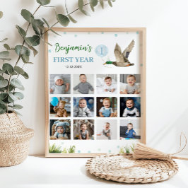 ラッキー・ダック少年1年目の写真マイルストーンサイン ポスター