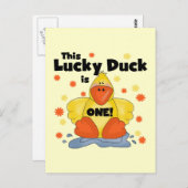 ラッキー・ダック1st誕生日Tシャツとギフト ポストカード (正面/裏面)