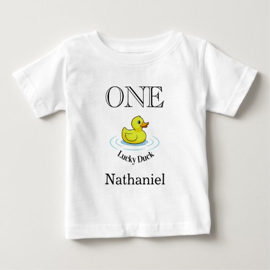 ラッキー・ダック Tシャツ 1歳の誕生日おめでとう服 (正面)