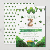 ラッキー ツー パトリックの日の誕生日パーティー招待状 招待状 (正面/裏面)