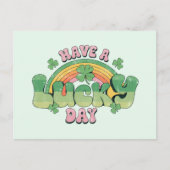 ラッキー・デイレトロタイポグラフィありがとう ポストカード (正面)