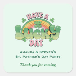 ラッキー・デイレトロタイポグラフィパーティーありがとう スクエアシール